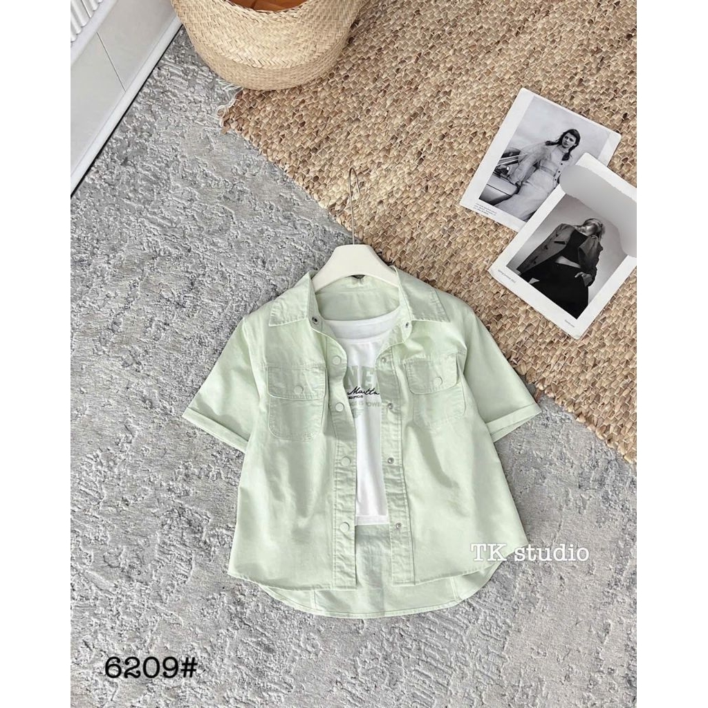 [𝑯𝒂 𝑨𝒏𝒉] Set Áo Sơ Mi Cộc Túi Khuy Hộp QCL1