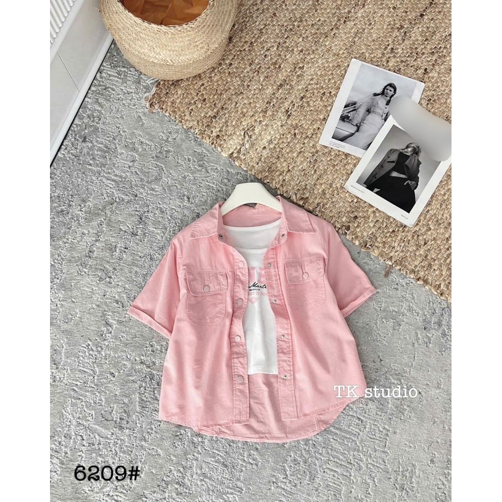 [𝑯𝒂 𝑨𝒏𝒉] Set Áo Sơ Mi Cộc Túi Khuy Hộp QCL1