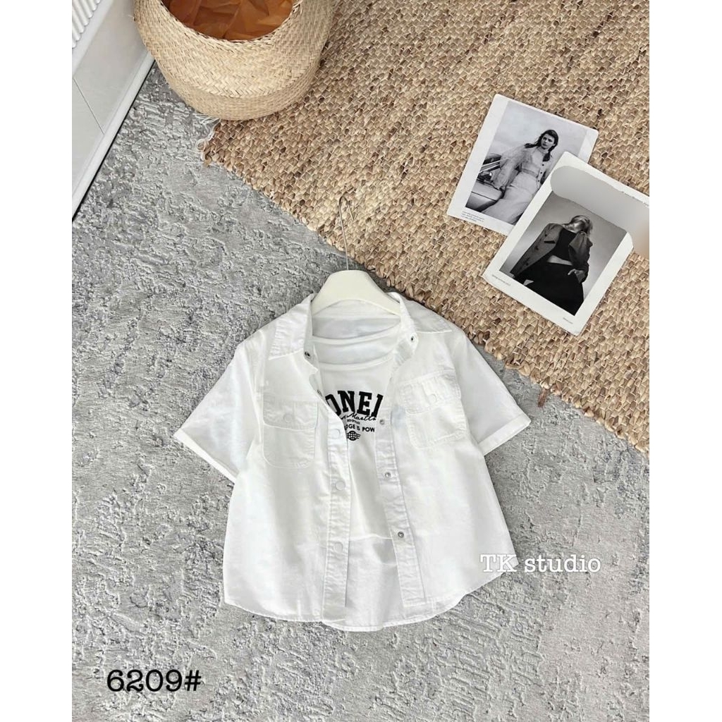 [𝑯𝒂 𝑨𝒏𝒉] Set Áo Sơ Mi Cộc Túi Khuy Hộp QCL1