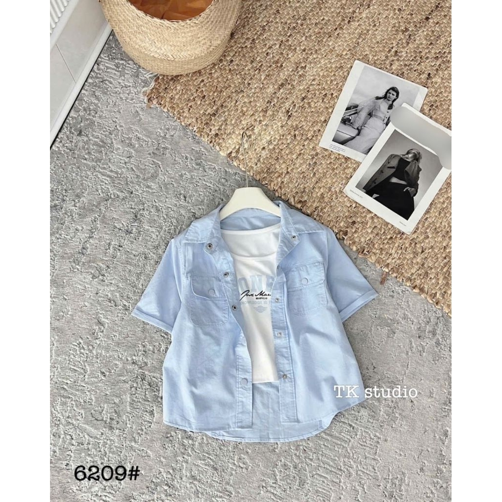 [𝑯𝒂 𝑨𝒏𝒉] Set Áo Sơ Mi Cộc Túi Khuy Hộp QCL1
