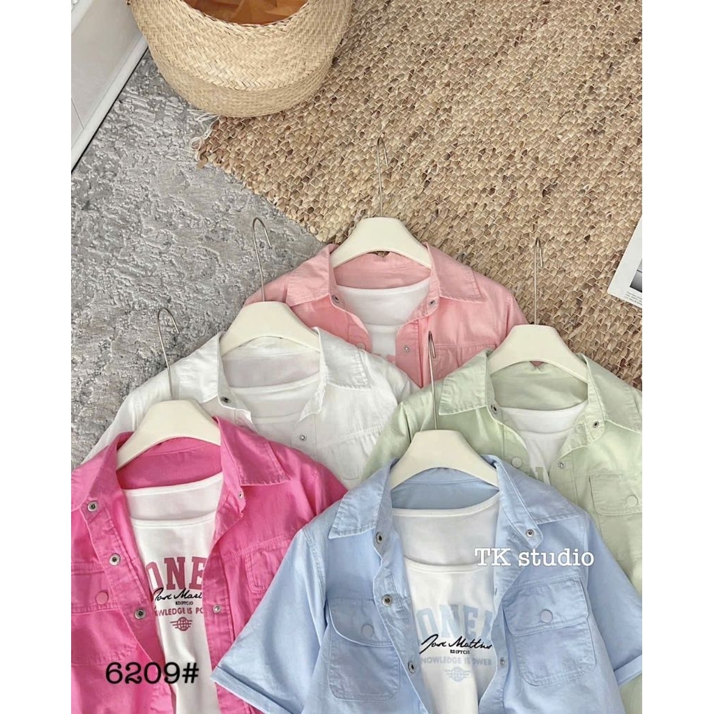 [𝑯𝒂 𝑨𝒏𝒉] Set Áo Sơ Mi Cộc Túi Khuy Hộp QCL1