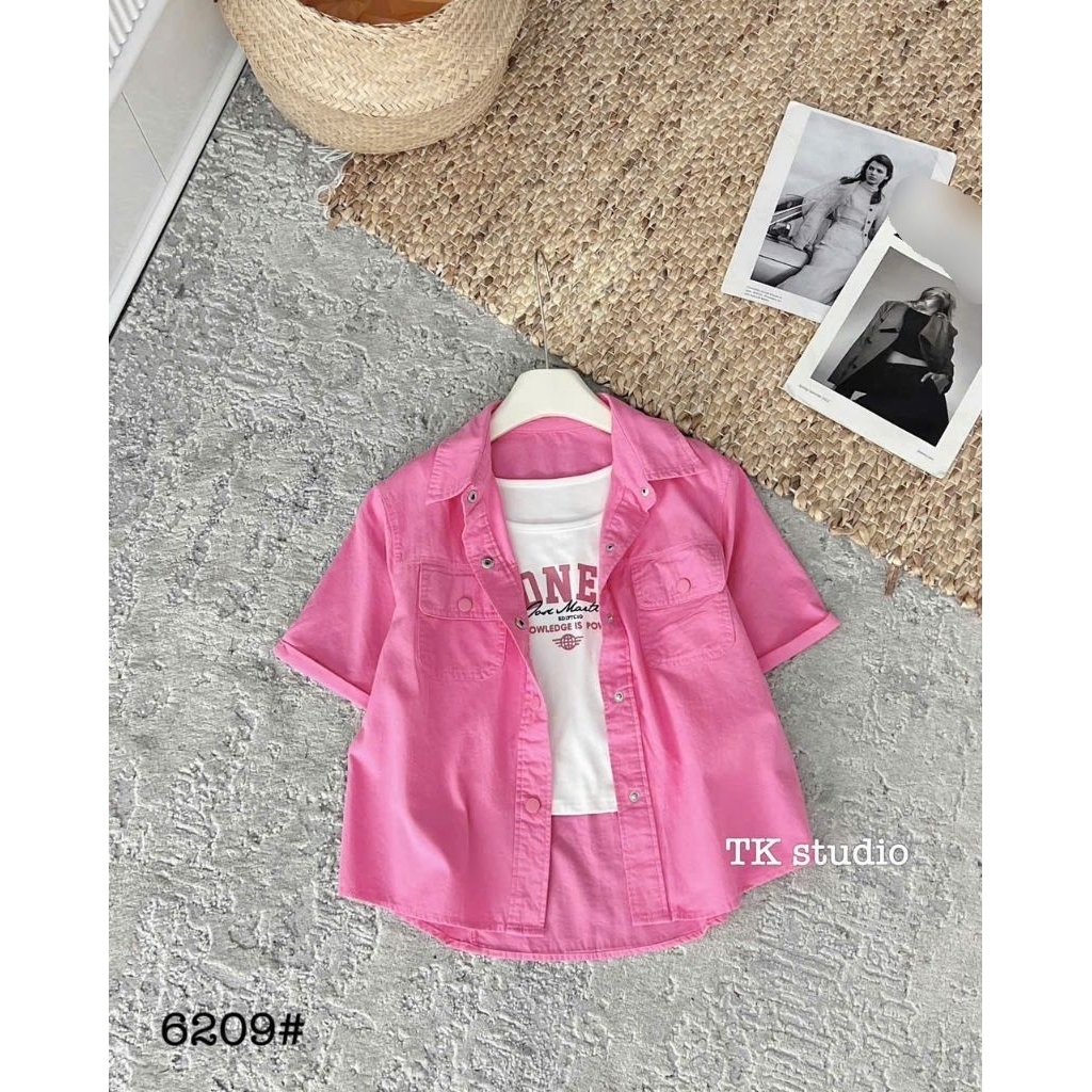 [𝑯𝒂 𝑨𝒏𝒉] Set Áo Sơ Mi Cộc Túi Khuy Hộp QCL1