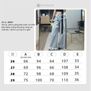 [MIDDUA] JN221 - Jeans suông phối sườn túi chéo