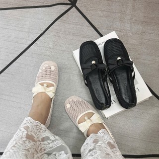 [FROM RỘNG LÙI 1SZ] Giày Bệt Lưới Phối Nơ Xinh Nhẹ Nhàng Mã T124