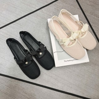 [FROM RỘNG LÙI 1SZ] Giày Bệt Lưới Phối Nơ Xinh Nhẹ Nhàng Mã T124
