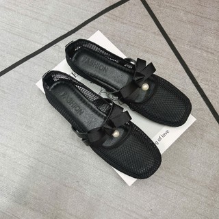 [FROM RỘNG LÙI 1SZ] Giày Bệt Lưới Phối Nơ Xinh Nhẹ Nhàng Mã T124
