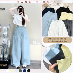 Quần Dài Nữ Gió Suông Gấu Gập Cạp Cao Basic Dễ Phối Đồ Q.Zhou Siêu Đẹp | SANA CLOSET #9251