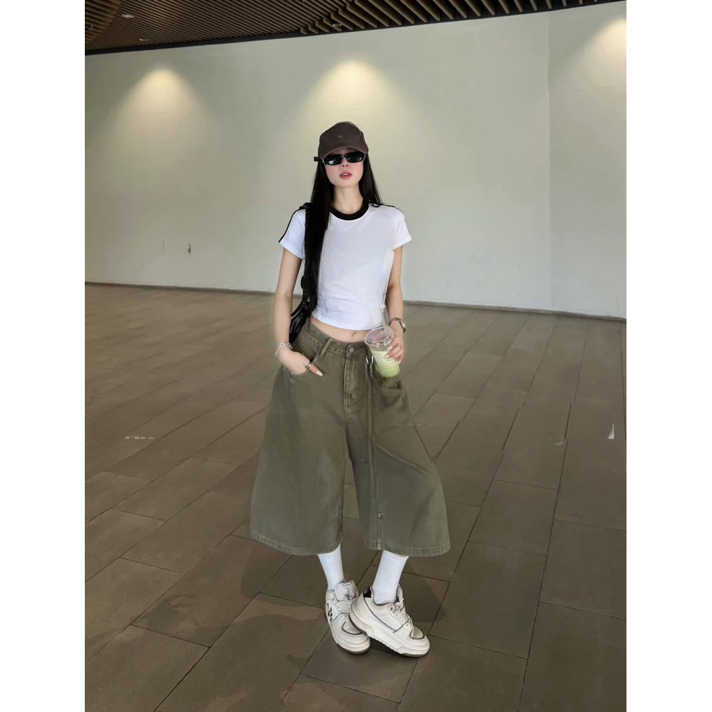 (S-2Xl) HHCHOU Quần Ngố Trơn Fom Lửng Ống Rộng full màu H19