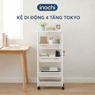 Kệ di động Inochi- Tokyo màu Trắng/Ghi - Tiện Lợi, có bánh xe