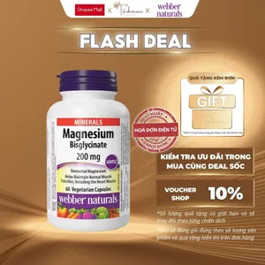 Viên uống Magie hỗ trợ sức khoẻ Magnesium Bisglycinate Webber Naturals 200mg 120 viên