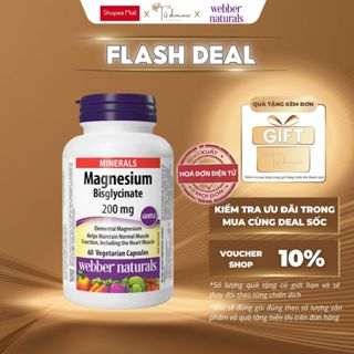Viên uống Magie hỗ trợ sức khoẻ Magnesium Bisglycinate Webber Naturals 200mg 120 viên
