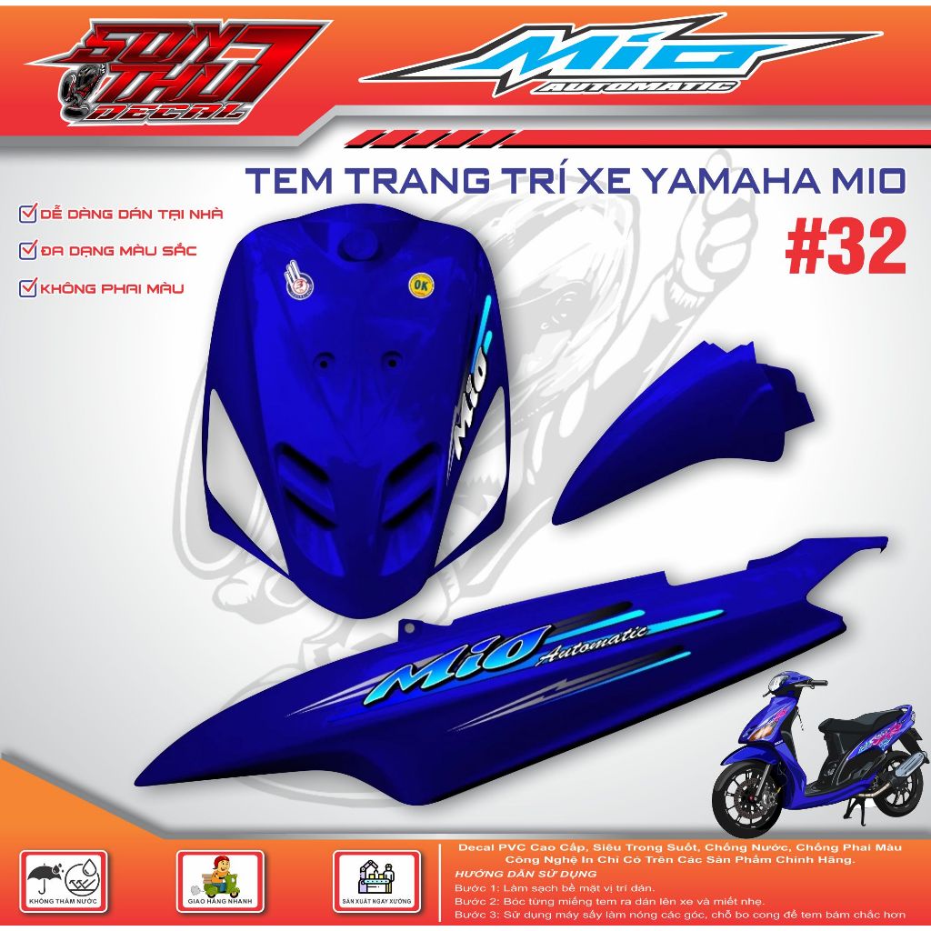 Tem xe Mio Sport #32 (CHẤT LƯỢNG CAO - SẮC NÉT)