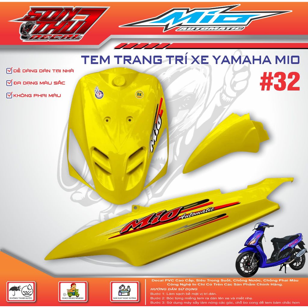 Tem xe Mio Sport #32 (CHẤT LƯỢNG CAO - SẮC NÉT)