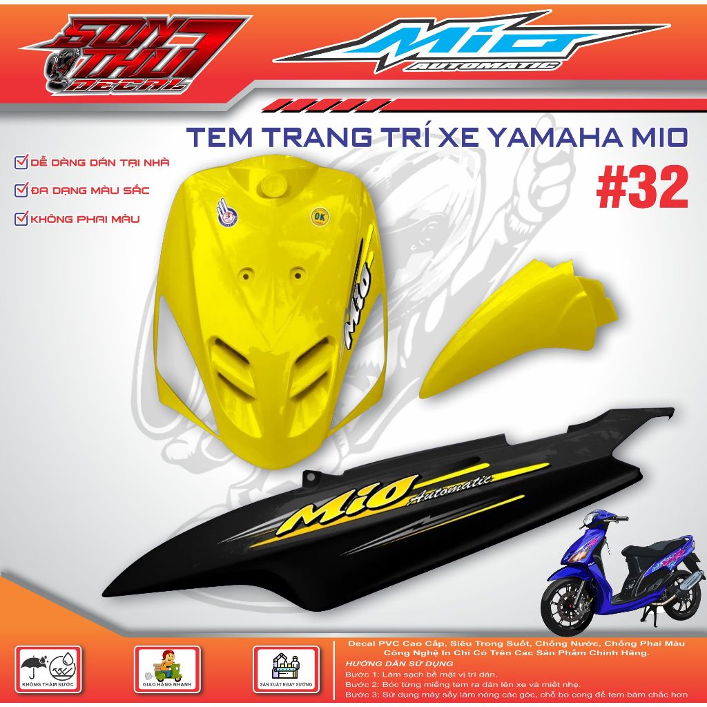 Tem xe Mio Sport #32 (CHẤT LƯỢNG CAO - SẮC NÉT)