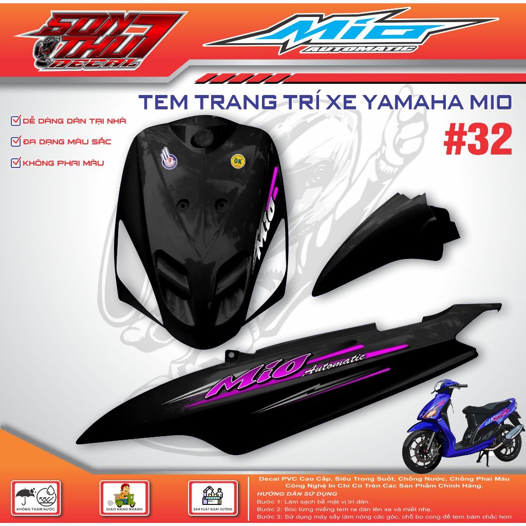 Tem xe Mio Sport #32 (CHẤT LƯỢNG CAO - SẮC NÉT)