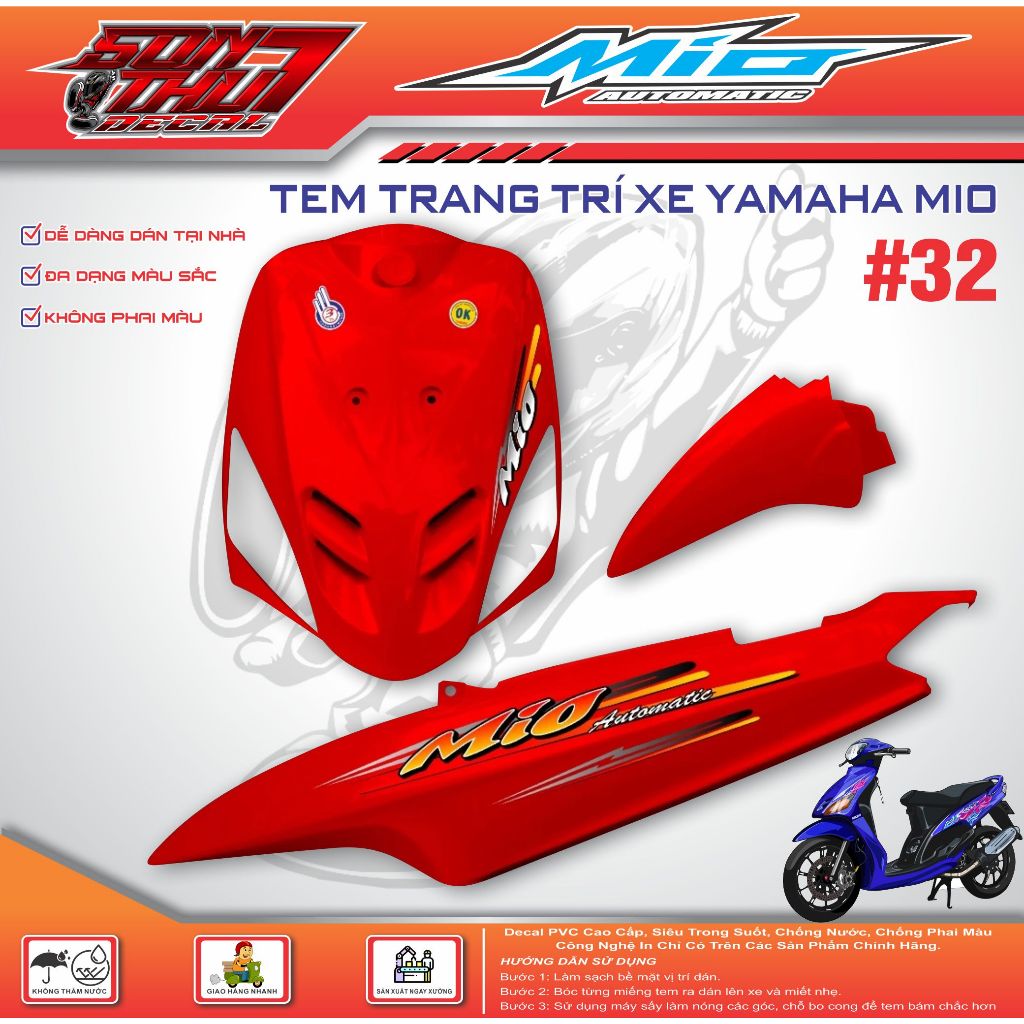 Tem xe Mio Sport #32 (CHẤT LƯỢNG CAO - SẮC NÉT)