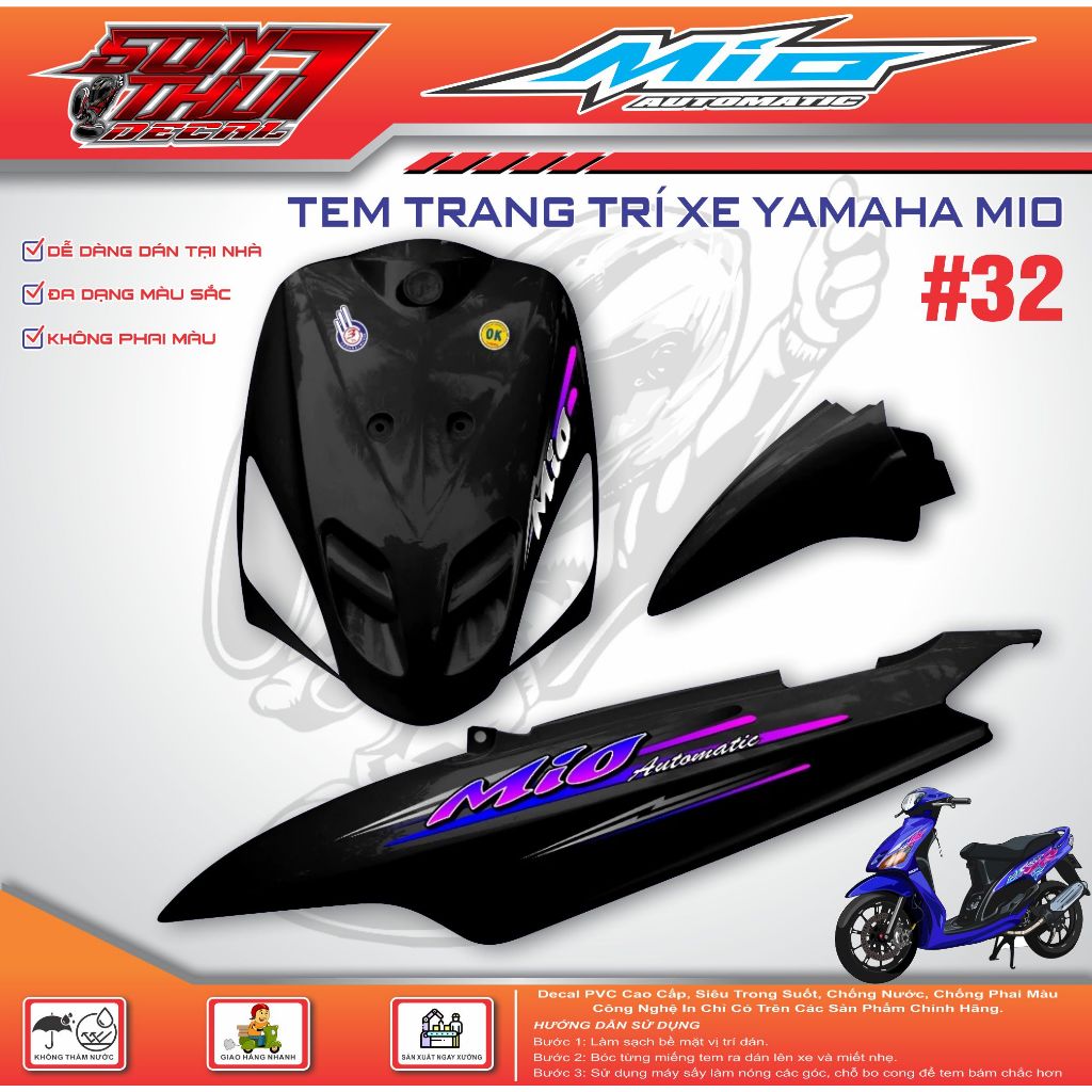 Tem xe Mio Sport #32 (CHẤT LƯỢNG CAO - SẮC NÉT)