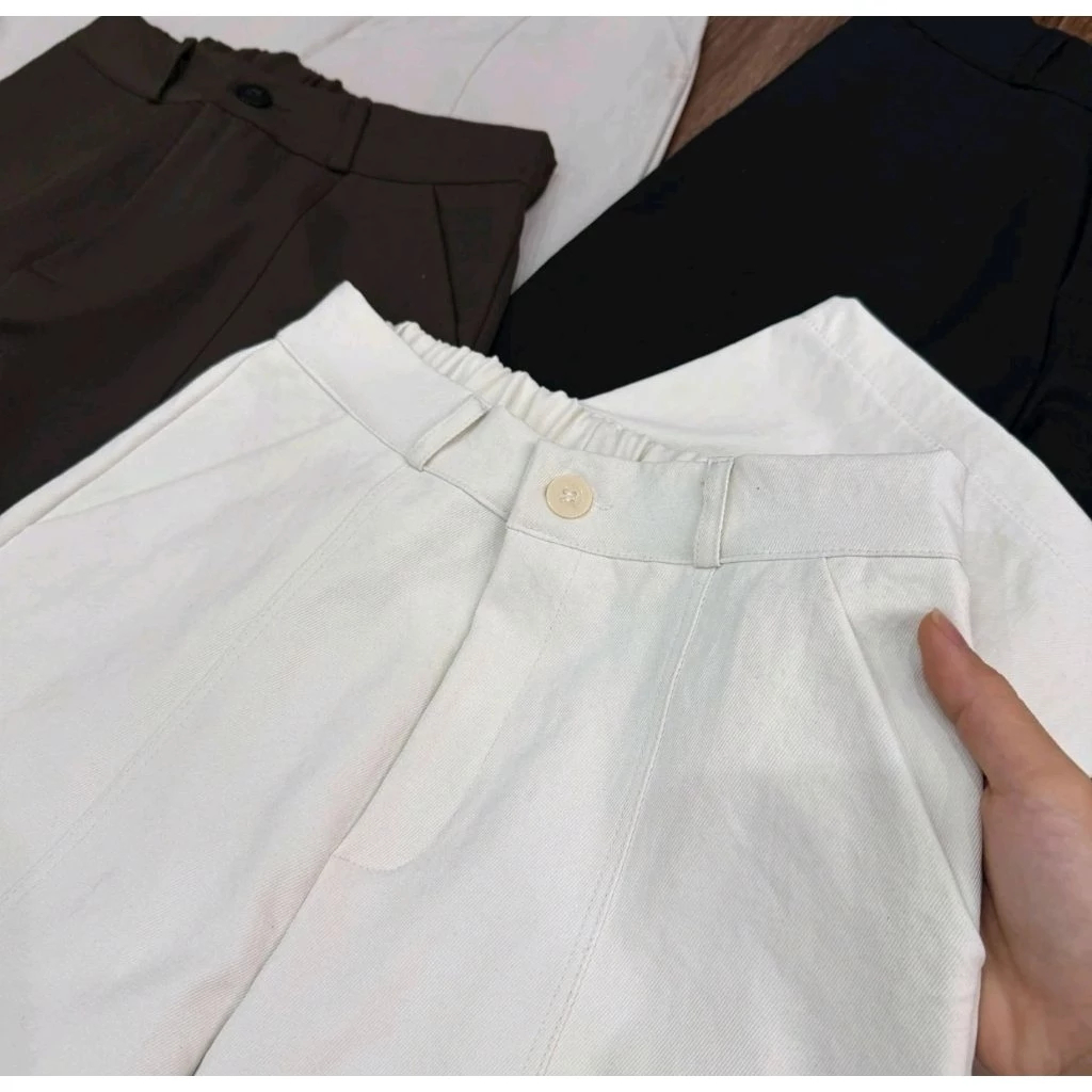 Quần Baggy KaKi Thụng Khóa có dáng nấm cho nữ From QC