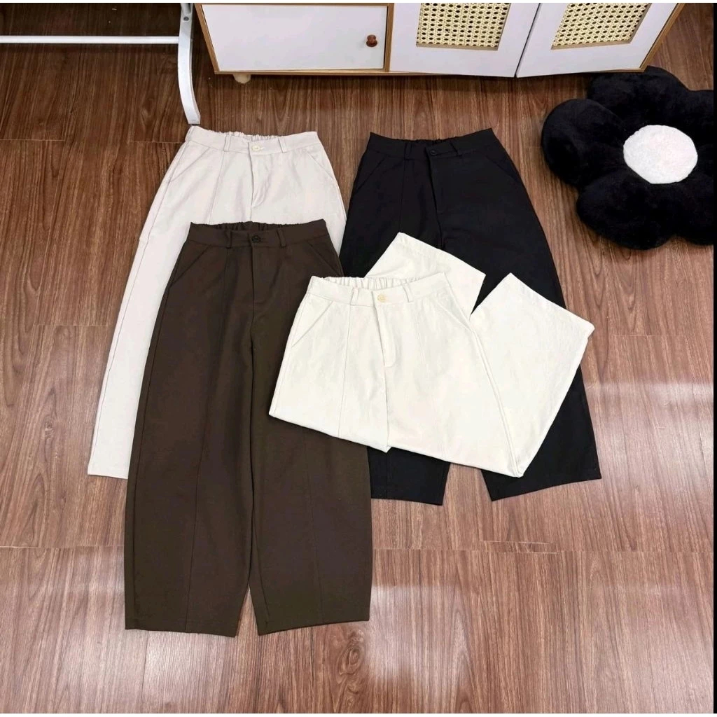 Quần Baggy KaKi Thụng Khóa có dáng nấm cho nữ From QC