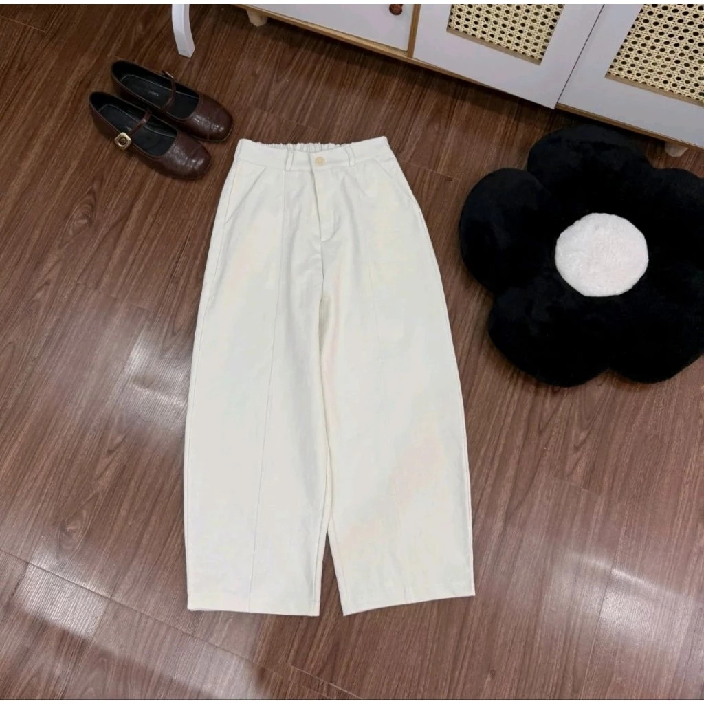 Quần Baggy KaKi Thụng Khóa có dáng nấm cho nữ From QC