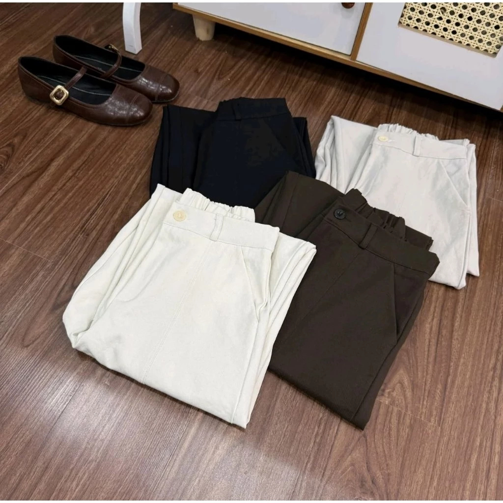 Quần Baggy KaKi Thụng Khóa có dáng nấm cho nữ From QC