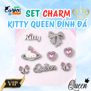 Set Charm Kitty Queen Đính Đá Hồng Cao Cấp – Thiết Kế Nơ Tiểu Thư Sang Trọng Phong Cách Luxury Lấp Lánh Trang Trí Dép