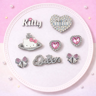 Set Charm Kitty Queen Đính Đá Hồng Cao Cấp – Thiết Kế Nơ Tiểu Thư Sang Trọng Phong Cách Luxury Lấp Lánh Trang Trí Dép
