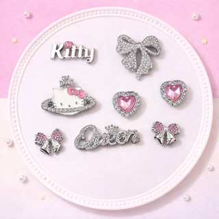 Set Charm Kitty Queen Đính Đá Hồng Cao Cấp – Thiết Kế Nơ Tiểu Thư Sang Trọng Phong Cách Luxury Lấp Lánh Trang Trí Dép