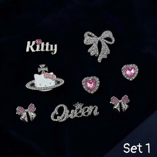 Set Charm Kitty Queen Đính Đá Hồng Cao Cấp – Thiết Kế Nơ Tiểu Thư Sang Trọng Phong Cách Luxury Lấp Lánh Trang Trí Dép