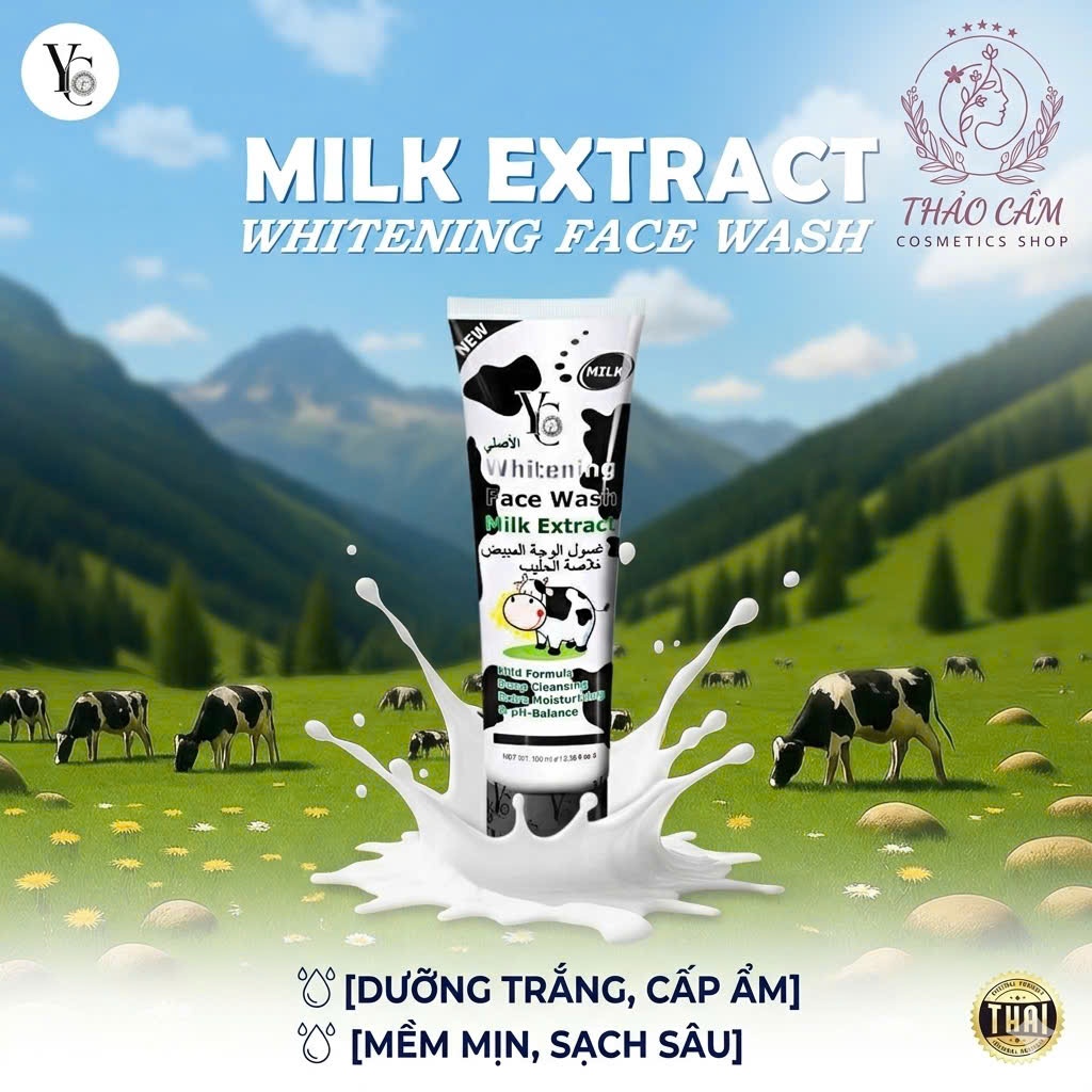 Sữa Rửa Mặt Dưỡng Da YC Milk100ml–Chiết Xuất Sữa Bò Làm Sạch Dịu Nhẹ,Dưỡng Ẩm&Cân Bằng pH