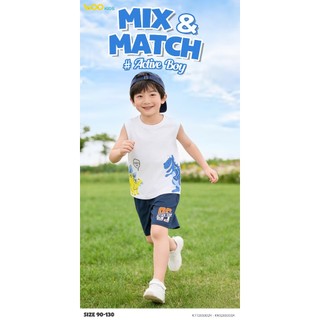Áo Sát Nách Bé Trai KTT26S002R Wookids | Áo Ba Lỗ Cotton Thoáng Mát Cho Bé 2-9 Tuổi