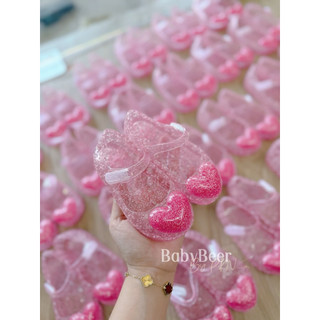 BabyBeer-Giày Jelly Hồng Trái Tim/ Giày tim cho bé/giày nhũ
