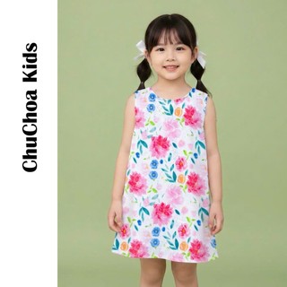 Váy Lanh bé gái, Đầm Lanh bé gái sát nách dáng suông ChuChoaKids [VBC24]