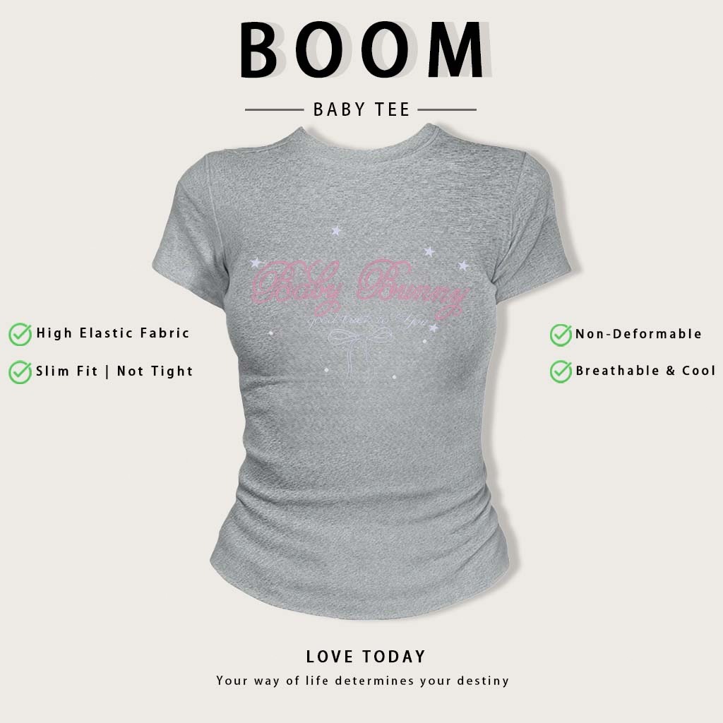 BOOM Áo Baby Tee Nữ Cotton Ôm Body-Áo Thun Ngắn Tay Y2K In Hình PhongCách Mùa Hè, Cổ Tròn Hàng Đầucách hàn quốc phong#15