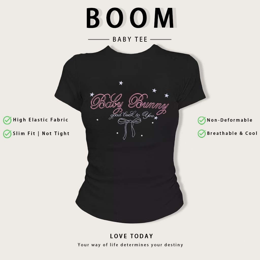 BOOM Áo Baby Tee Nữ Cotton Ôm Body-Áo Thun Ngắn Tay Y2K In Hình PhongCách Mùa Hè, Cổ Tròn Hàng Đầucách hàn quốc phong#15