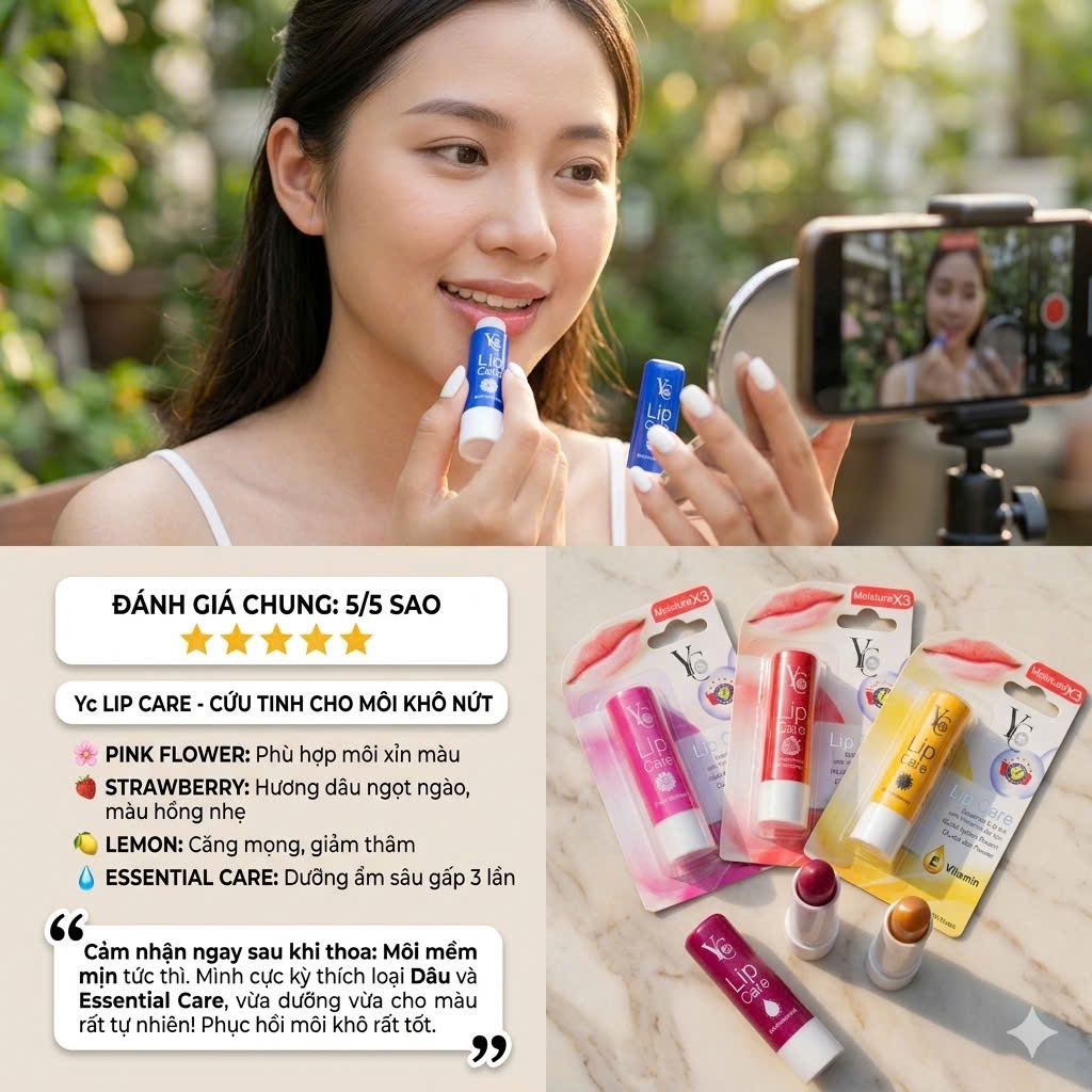 Son Dưỡng Môi Hồng Tự Nhiên YC 3.8g – Giảm Thâm, Dưỡng Ẩm & Làm Mềm Môi