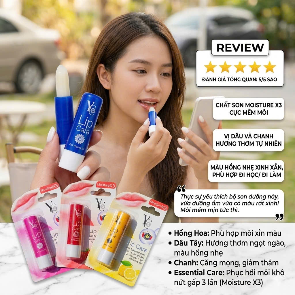 Son Dưỡng Môi Hồng Tự Nhiên YC 3.8g – Giảm Thâm, Dưỡng Ẩm & Làm Mềm Môi