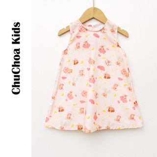 Váy Lanh bé gái, Đầm Lanh bé gái sát nách dáng suông ChuChoaKids [VBC24]