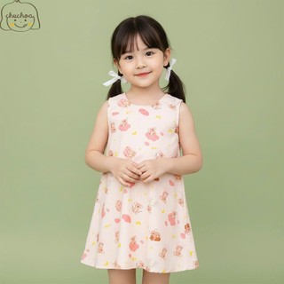 Váy Lanh bé gái, Đầm Lanh bé gái sát nách dáng suông ChuChoaKids [VBC24]