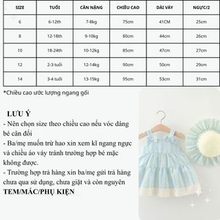 Set váy hai dây kèm nón thắt nơ kẻ sọc nhỏ cho bé gái đi biển đi chơi D1084 Bí Ngô Nhỏ