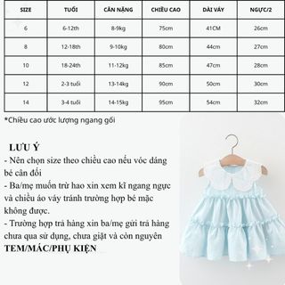 Váy bé gái sát nách cổ ren thêu 9th-3 tuổi xòe tầng phong cách Hàn Quốc D1025