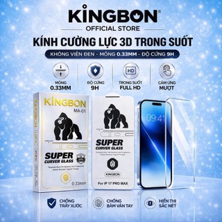 Kính Cường Lực iPhone Không Viền Đen Trong Suốt bảo vệ màng Loa KiNGBON MA-01 cho 12 - 17 Pro Max