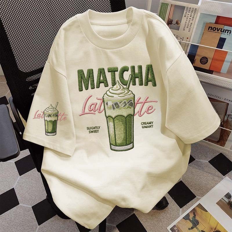 BOOM Áo thun chữ thêu nữ kiểu hàn quốc form rộng tay lỡ cổ tròn cotton mát - hè hot trend in cách dễ thương- Local brand