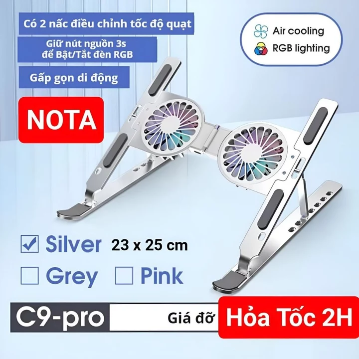 Đế Tản Nhiệt Laptop Quạt Mạnh Có Led Dành Cho Máy Tính Từ 12 inch Đến 17.6 inch Quạt Tản Nhiệt To Chạy Êm