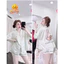 Đồ mặc nhà nữ áo tay ngắn quần đùi form cánh dơi hoạ tiết sang chảnh chất lụa mềm mịn mát