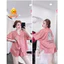 Đồ mặc nhà nữ áo tay ngắn quần đùi form cánh dơi hoạ tiết sang chảnh chất lụa mềm mịn mát
