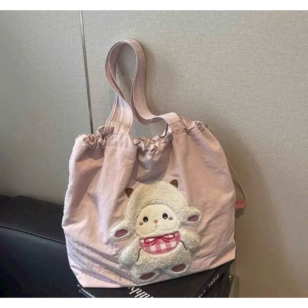 Túi tote gấu hồng size 40x33x11cm