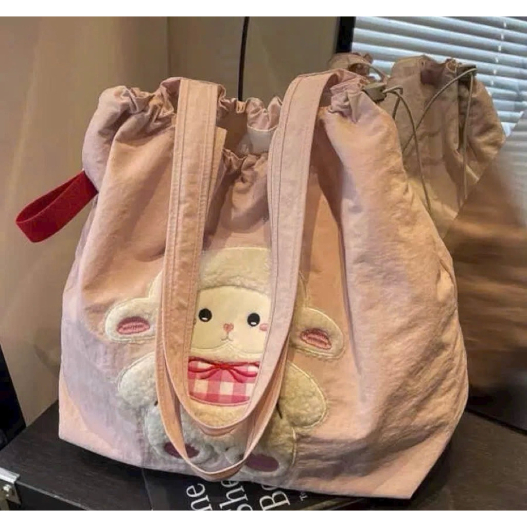 Túi tote gấu hồng size 40x33x11cm