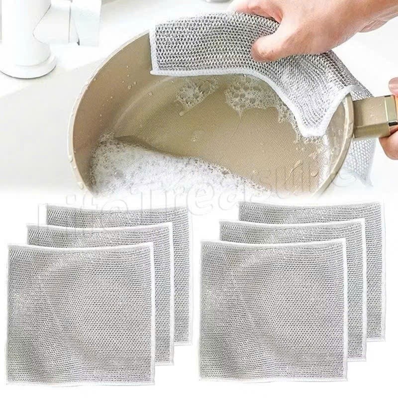Khăn Rửa Chén Lưới Kim Loại Đa Năng - Lau Xoong Nồi Không Trầy Xước, Dễ Vệ Sinh, Dễ Dùng