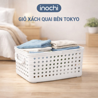 Giỏ xách quai bên Inochi - Tokyo màu Trắng ngọc/ Hồng nhạt/Xanh nhạt